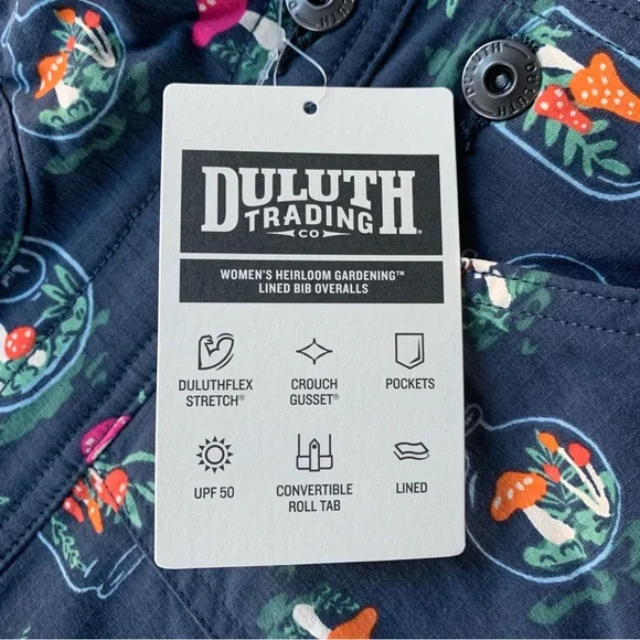 NWT Duluth Heirloom Gardening Lined Bib Overalls  Mushroom Terrarium Medium x31L - Picture 6 of 10